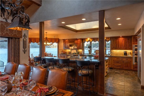 Chandelier, Dining room, Interior, Kitchen, Pendant Lights, Recessed Lighting, Stainless Steel Appliances, Water