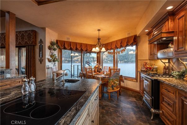 Chandelier, Dining room, Interior, Kitchen, Recessed Lighting, Stainless Steel Appliances, Water