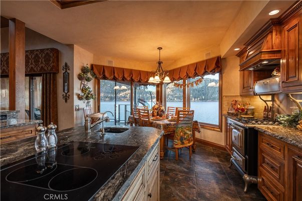 Chandelier, Dining room, Interior, Kitchen, Recessed Lighting, Stainless Steel Appliances, Water