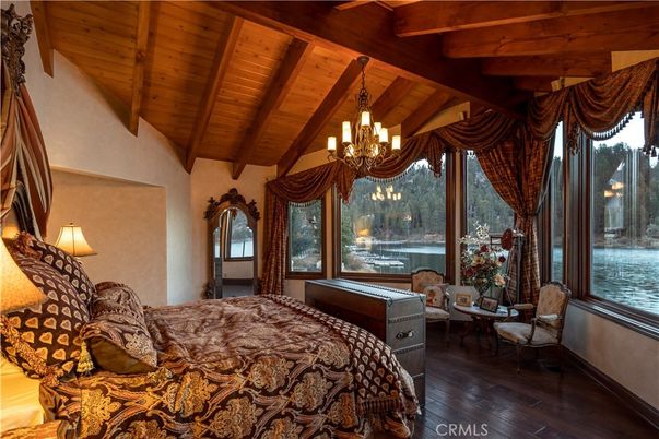 Bedroom, Chandelier, Interior, Wooden Beams, Wooden Ceilings, Wood Texture Flooring