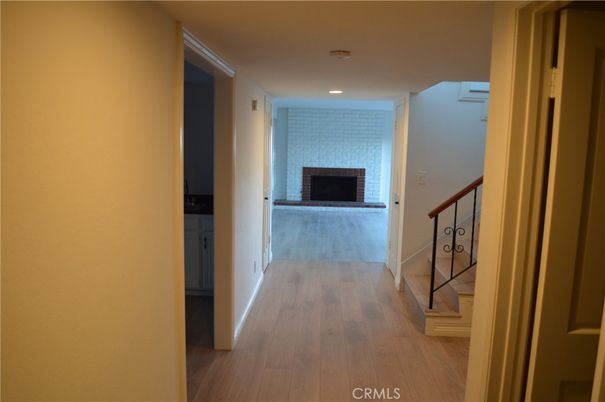 Fireplace, Interior, Recessed Lighting, Wood Texture Flooring