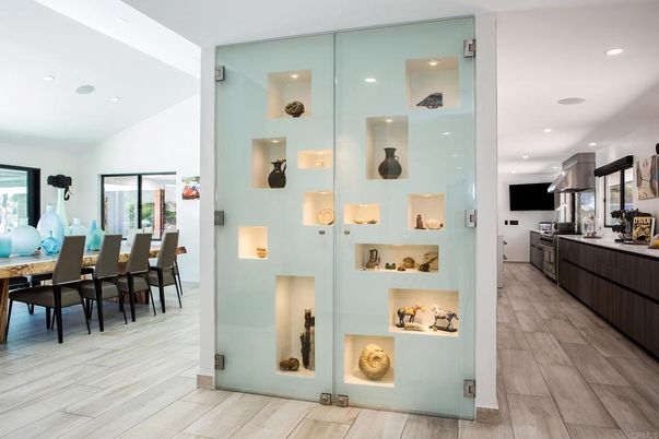 Dining room, Interior, Kitchen, Recessed Lighting, Stainless Steel Appliances, Wood Texture Flooring