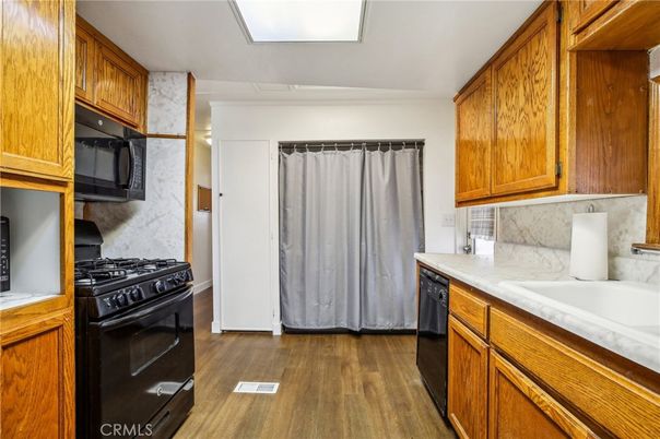Interior, Kitchen, Marble Walls, Wood Texture Flooring