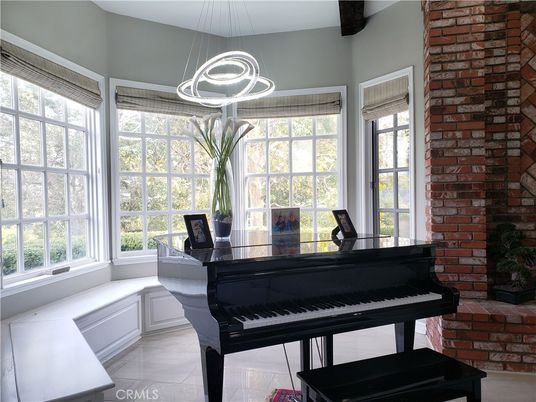 Interior, Pendant Lights, Piano, Stone Walls
