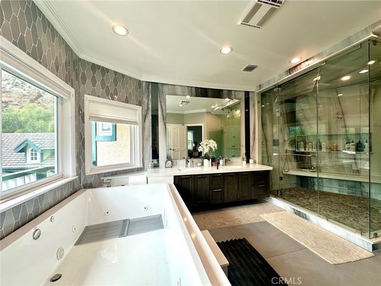 Bathroom, Dual Sink Vanities, Glass Shower, Interior, Recessed Lighting