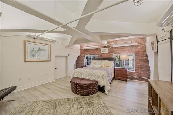 Bedroom, Interior, Stone Walls, Wood Texture Flooring