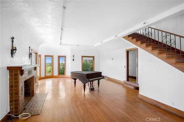 Fireplace, Interior, Piano, Wood Texture Flooring