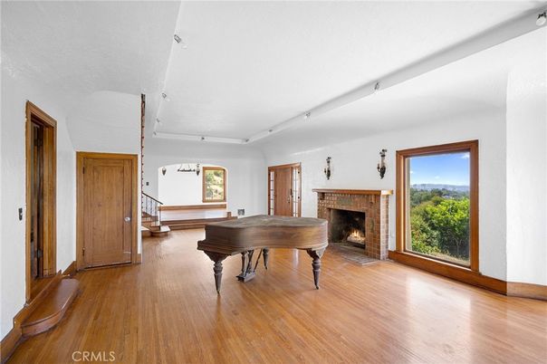 Fireplace, Interior, Piano, Wood Texture Flooring