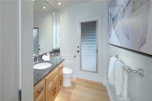 Bathroom, Interior, Recessed Lighting, Wood Texture Flooring