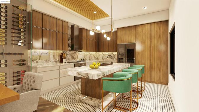 Interior, Kitchen, Pendant Lights, Recessed Lighting, Wood Texture Flooring