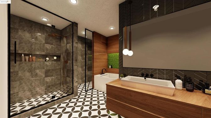 Bathroom, Glass Shower, Interior, Pendant Lights, Recessed Lighting