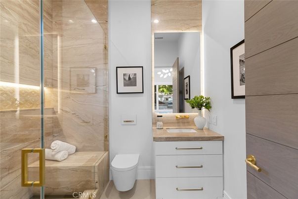 Bathroom, Glass Shower, Interior, Recessed Lighting
