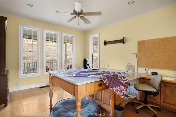 Bedroom, Home Office, Interior, Recessed Lighting, Wood Texture Flooring