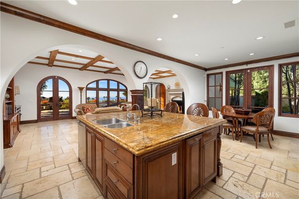 Dining room, Interior, Kitchen, Recessed Lighting, Wooden Beams