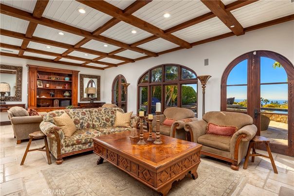 Interior, Living room, Recessed Lighting, Water, Wooden Beams