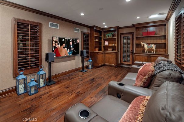 Home Theatre Room, Interior, Recessed Lighting, Theatre Room, Wood Texture Flooring