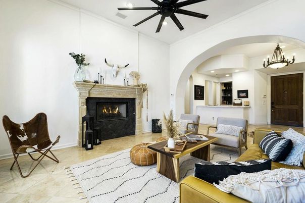 Fireplace, Interior, Living room, Recessed Lighting