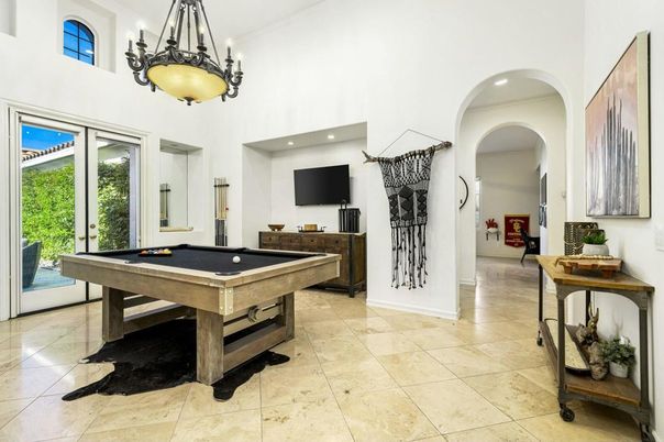 Billiard Table, Game Room, Interior, Pendant Lights, Recessed Lighting