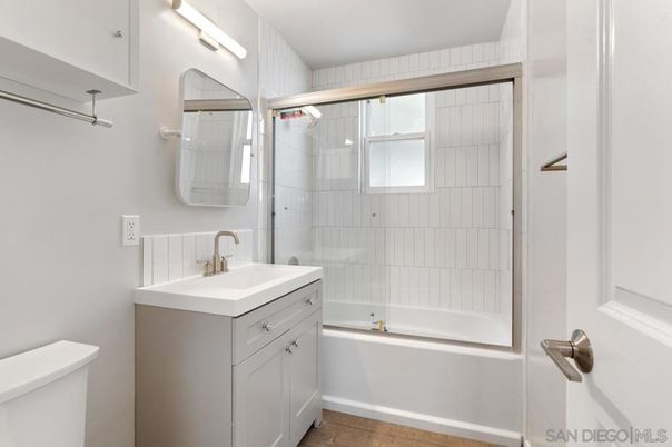 Bathroom, Glass Shower, Interior, Wood Texture Flooring