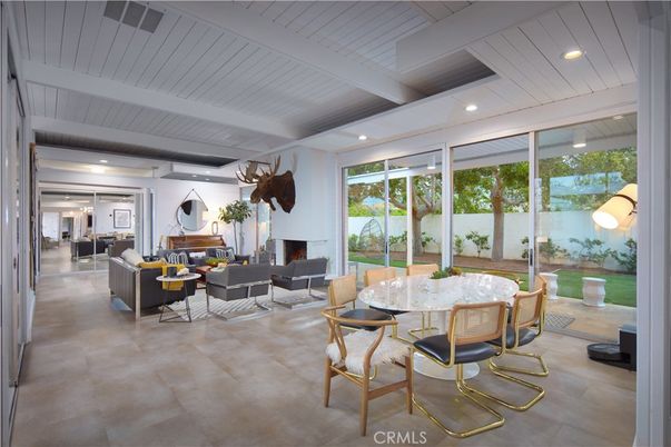 Dining room, Fireplace, Interior, Living room, Recessed Lighting