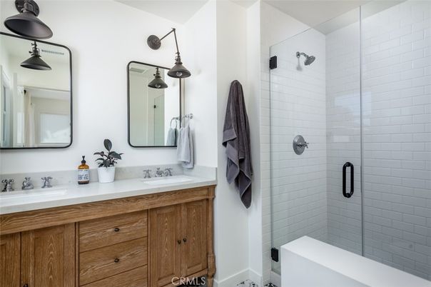 Bathroom, Dual Sink Vanities, Glass Shower, Interior