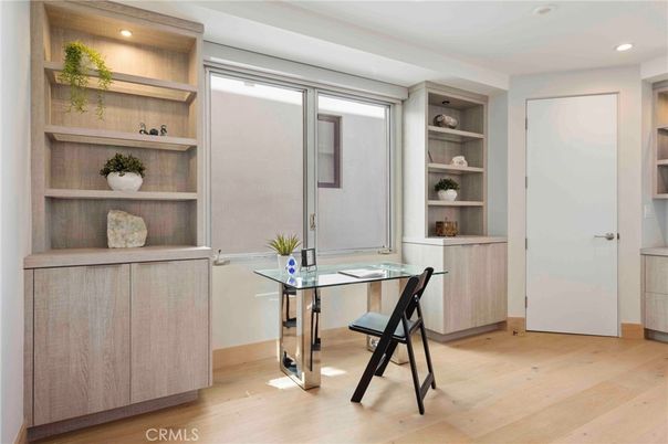 Home Office, Interior, Recessed Lighting, Wood Texture Flooring