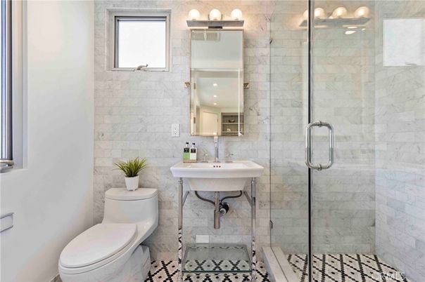 Bathroom, Glass Shower, Interior, Marble Walls