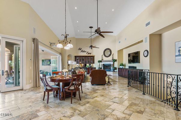 Dining room, Fireplace, Interior, Living room, Pendant Lights, Recessed Lighting