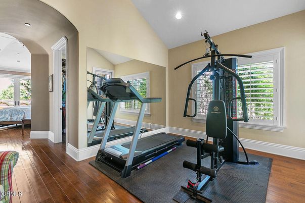 Fitness Equipment, Interior, Recessed Lighting, Wood Texture Flooring