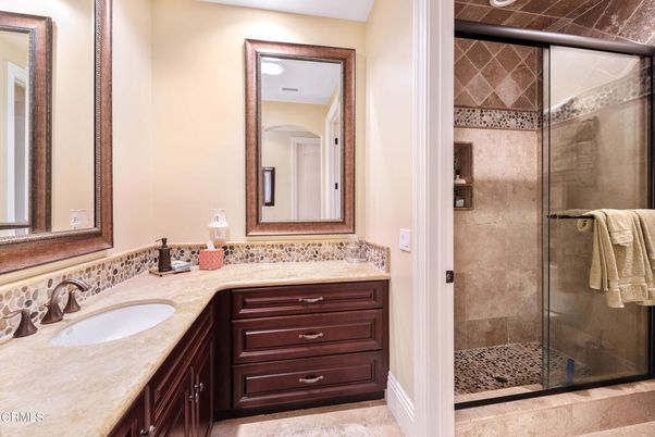 Bathroom, Dual Sink Vanities, Glass Shower, Interior, Recessed Lighting