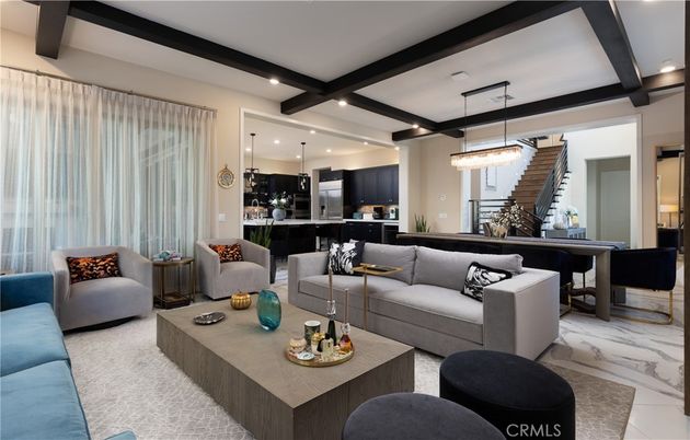 Dining room, Interior, Kitchen, Living room, Marble, Pendant Lights, Recessed Lighting, Wooden Beams