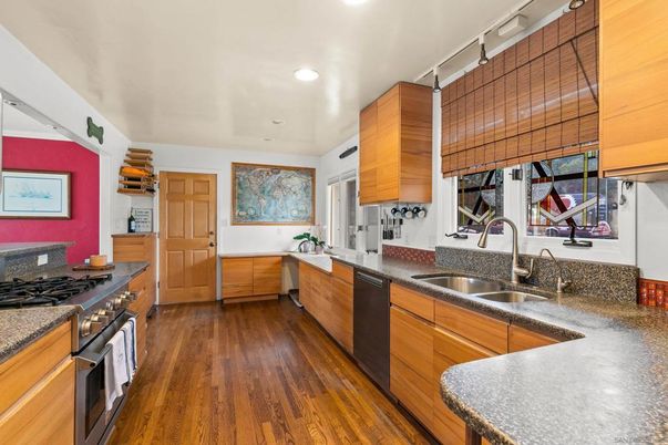 Interior, Kitchen, Recessed Lighting, Wood Texture Flooring