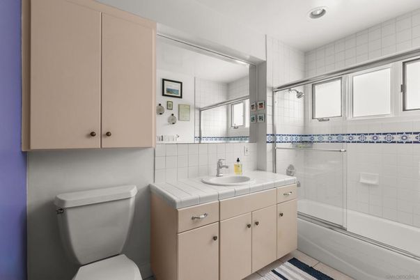 Bathroom, Glass Shower, Interior, Recessed Lighting, Tile Countertops