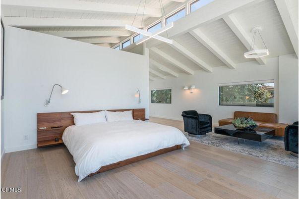 Bedroom, Interior, Pendant Lights, Wood Texture Flooring