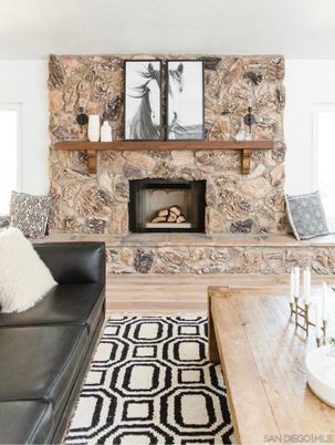 Fireplace, Interior, Wood Texture Flooring