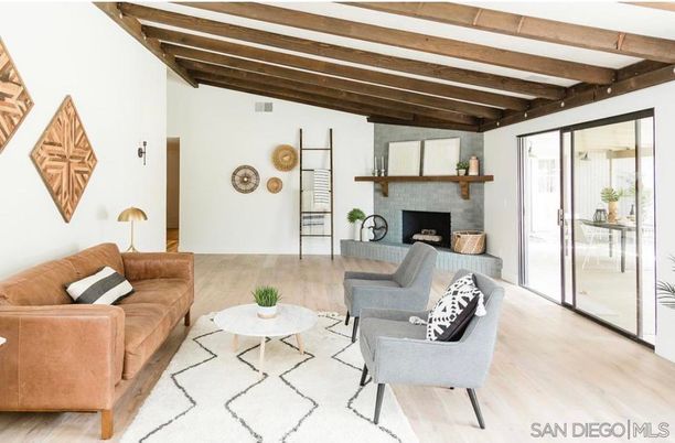 Fireplace, Interior, Living room, Wooden Beams, Wood Texture Flooring