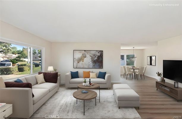 Dining room, Interior, Living room, Pendant Lights, Wood Texture Flooring