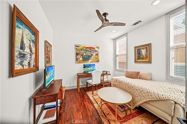 Bedroom, Home Office, Interior, Recessed Lighting, Wood Texture Flooring