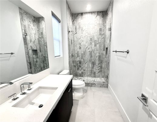 Bathroom, Glass Shower, Interior, Marble, Marble Walls, Recessed Lighting
