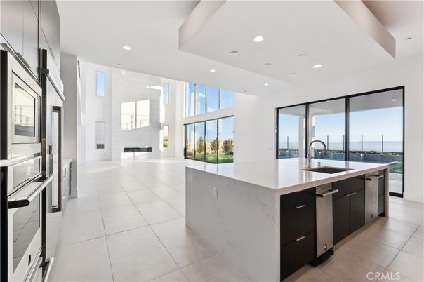 Fireplace, Interior, Kitchen, Recessed Lighting, Stainless Steel Appliances, Water