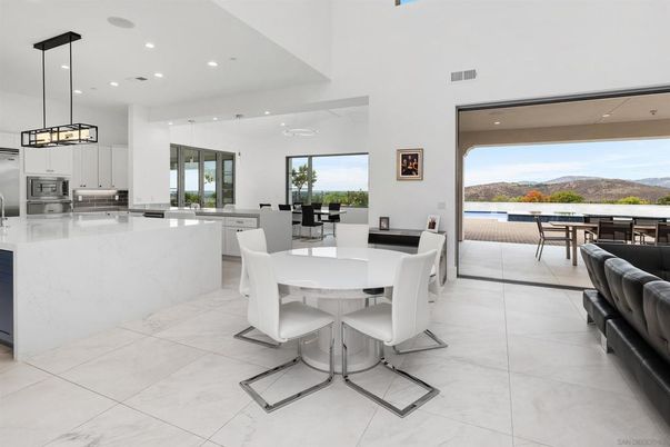 Dining room, Interior, Kitchen, Marble, Pendant Lights, Recessed Lighting, Stainless Steel Appliances