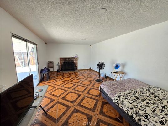 Bedroom, Fireplace, Interior, Wood Texture Flooring