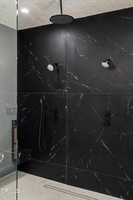 Bathroom, Interior, Marble Walls, Recessed Lighting