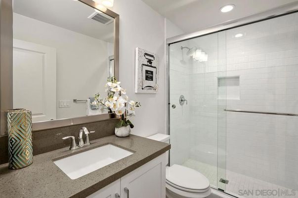 Bathroom, Glass Shower, Interior, Recessed Lighting