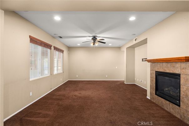 Empty room, Fireplace, Interior, Recessed Lighting
