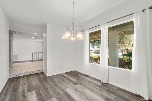 Chandelier, Empty room, Interior, Pendant Lights, Recessed Lighting, Wood Texture Flooring