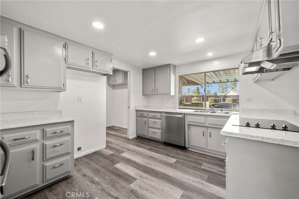 Interior, Kitchen, Recessed Lighting, Wood Texture Flooring