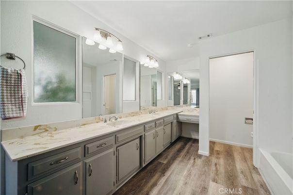 Bathroom, Dual Sink Vanities, Interior, Wood Texture Flooring