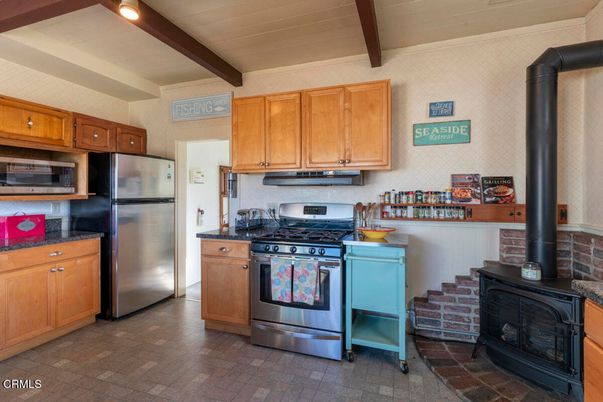 Interior, Kitchen, Stainless Steel Appliances, Wooden Beams
