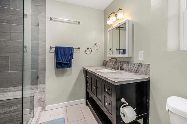 Bathroom, Dual Sink Vanities, Glass Shower, Interior